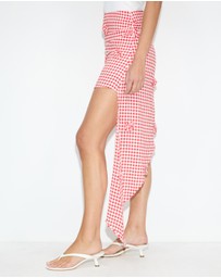 Dazie - Piazza Check Asymmetric Skirt
