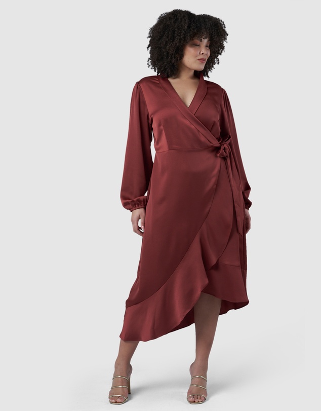 Pink Dusk by Curve Project - Girl Crush Satin Wrap Dress