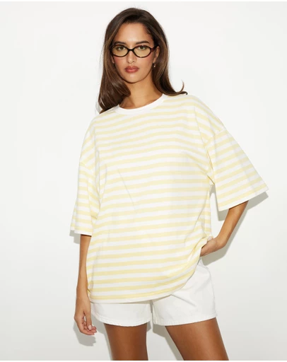 Dazie - Nostalgia Stripe Oversized Boyfriend Tee
