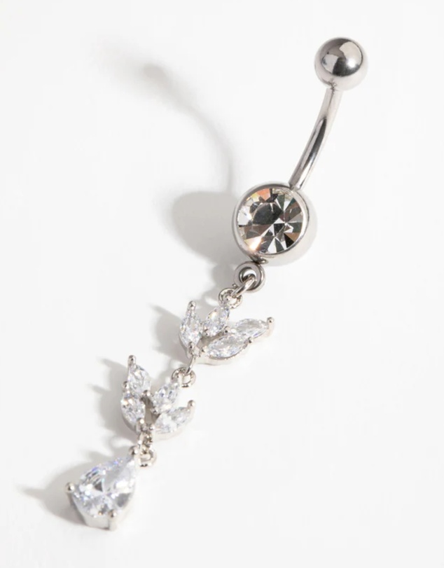 Lovisa - Surgical Steel Cubic Zirconia Marquise Drop Belly Ring