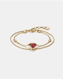 THOMAS SABO - THOMAS SABO Two-Row Bracelet with Red Heart Stone Gold