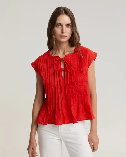 Sportscraft - Ariana Pintuck Linen Blouse