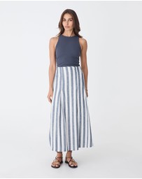 Forcast - Ikaria Linen Blend Midi Skirt