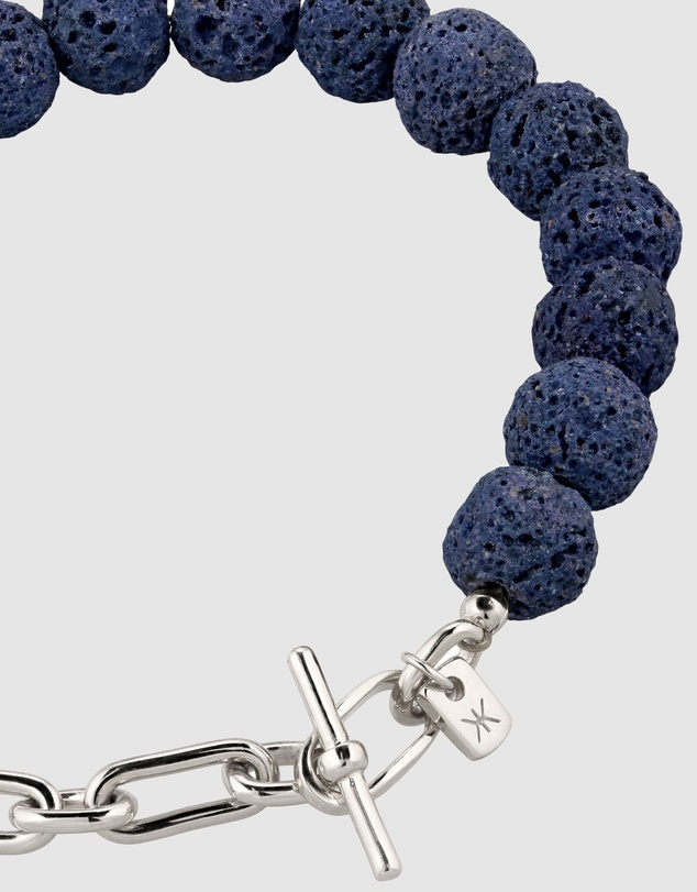 Kuzzoi - ICONIC EXCLUSIVE - Blue Lava Oval Link Chain Bracelet in 925 Silver