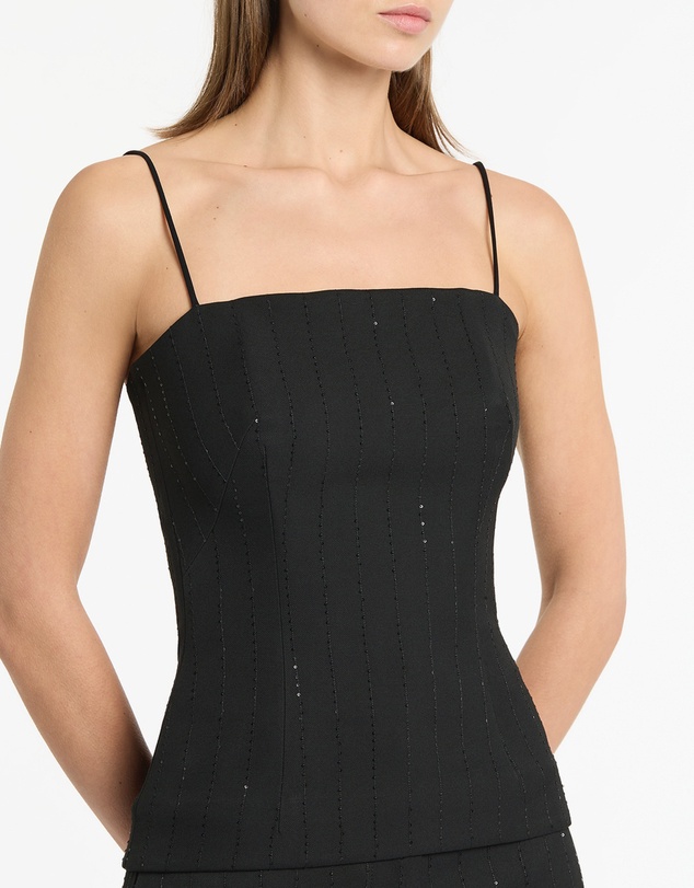 Carla Zampatti - Black Starlight Twill Bustier Top
