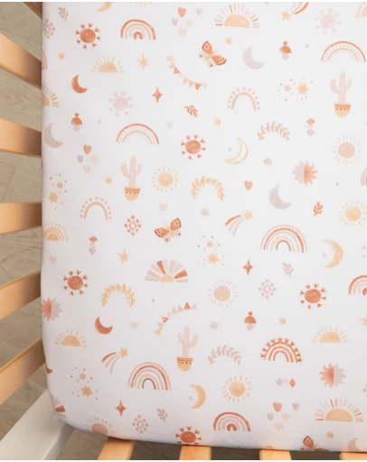 Living Textiles - 2 Pack Organic Cot Fitted Sheet - Bohemian Bliss