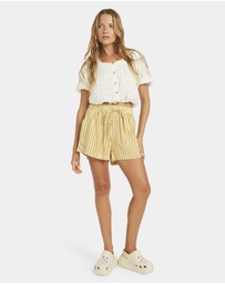 Roxy - Womens Mercado Stripe Elastic Waist Shorts