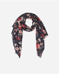 Ozwear Connection Uggs - 100% Australian Wool Print Scarf Black Floral