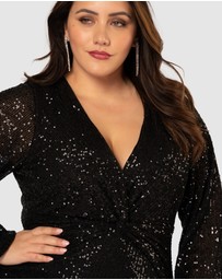 Pink Dusk by Curve Project - Pinky Promise Puff Sleeve Sequin Dress