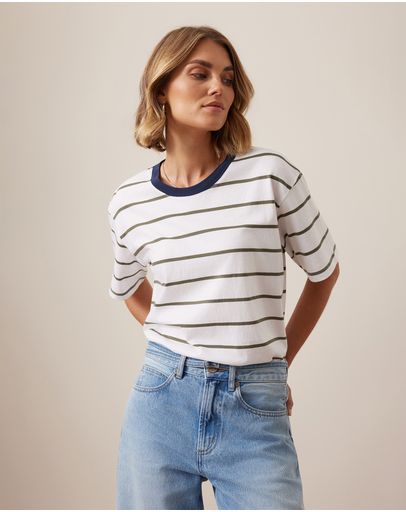 WHITEWASHED OLIVE STRIPE