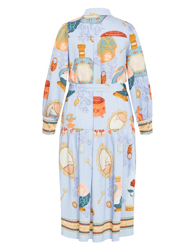 City Chic - Plus size Stella Beauty Print Maxi Dress - baby blue