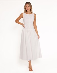 Petal & Pup - Evie Button Front Maxi Dress - White