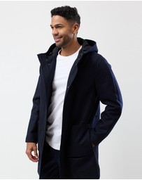 Brooksfield - Hooded Wool Blend Overcoat