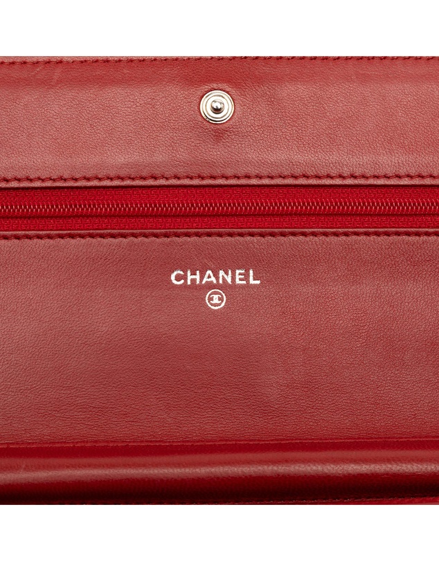 Pre-Loved by Azura Reborn - Pre-Loved CC Embossed Lambskin Camellia Wallet On Chain