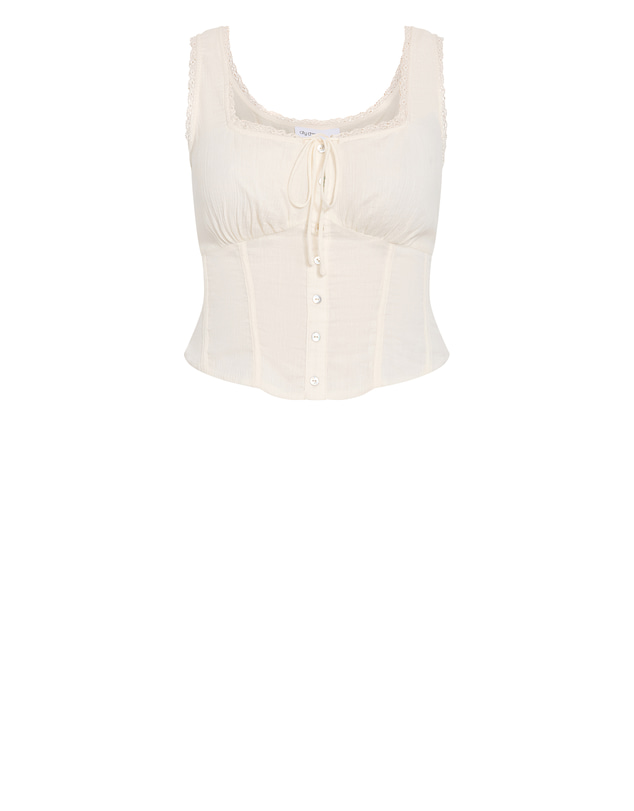 City Chic - Plus size Meghan Cotton Corset Tank - cream