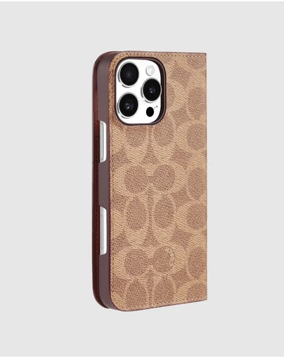 Coach - Coach Folio Case Signature Tan for iPhone 16 Pro