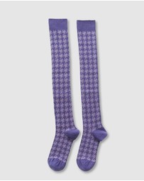High Heel Jungle - Houndstooth Knee High Socks