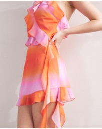 Dazie - Pink Pulsation Ombre Mini Ruffle Skirt