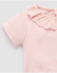 Purebaby - Pointelle Ruffle Bodysuit -Kids-Babies