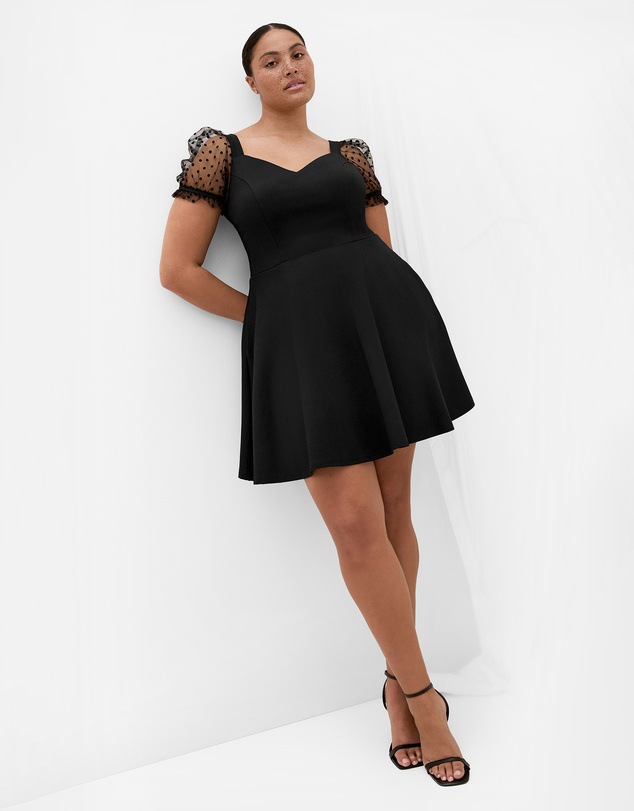 City Chic - Asher Spot Short Sleeve Skater Dress