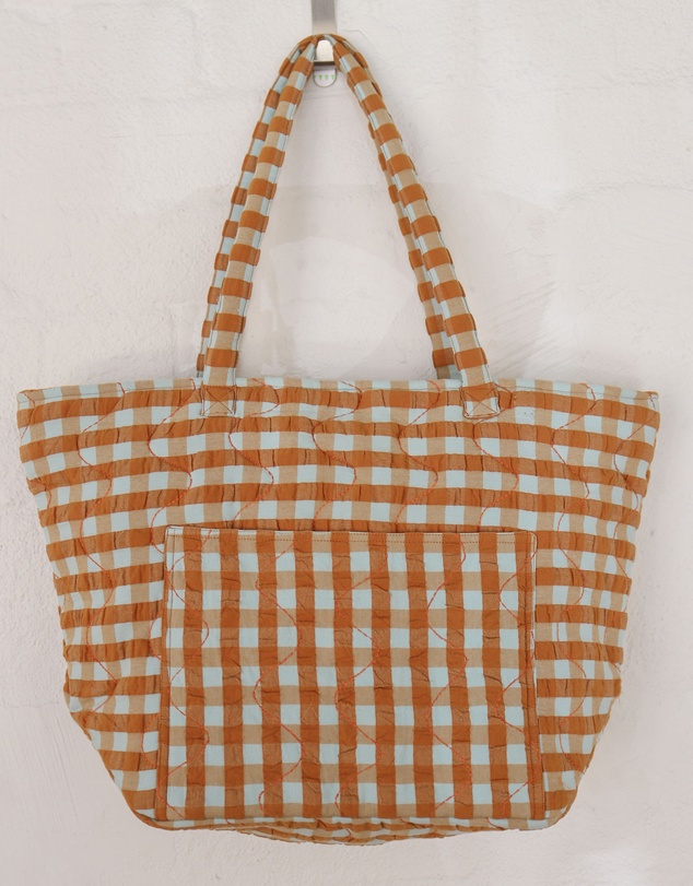 Mosey Me - Honey Blue Seersucker Quilted Bag