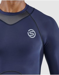 SKINS - SKINS Compression Men's Series-3 Running/Gym Long Sleeve Top Navy Blue