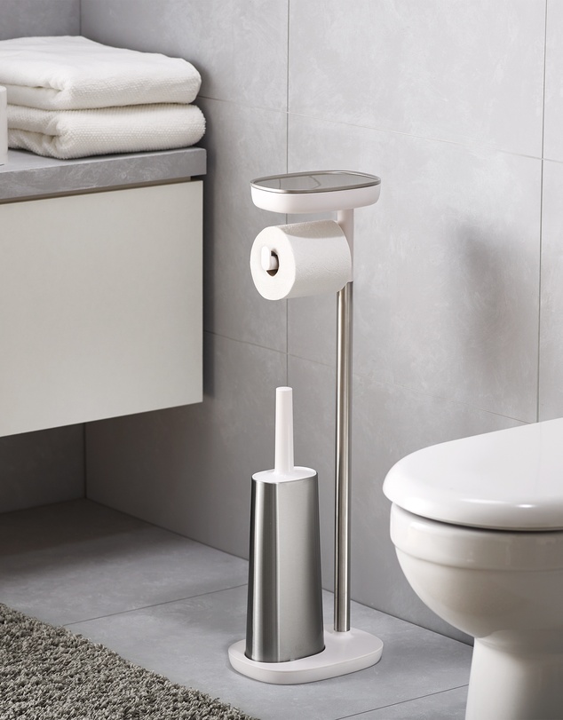 Joseph Joseph - EasyStore™ Plus Stainless-steel Toilet Roll Holder with Toilet Brush