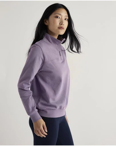 Seasalt - Seasalt Cornwall Purple Navigation Jersey Quarter Zip Sweatshirt