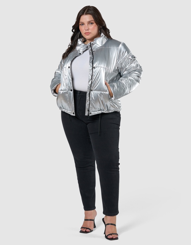Sunday In The City - Superfly Silver Puffa Jacket