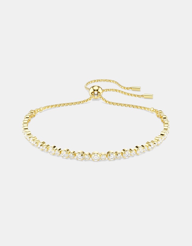 Swarovski - Matrix Tennis Bracelet, Round Cut, White, Gold-tone-Plated
