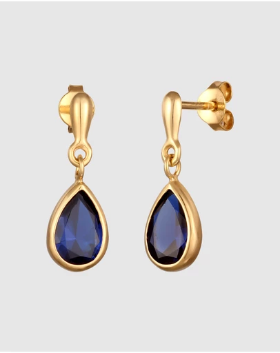Elli Jewelry - Sapphire Teardrop Earrings in Gold-Plated 925 Silver