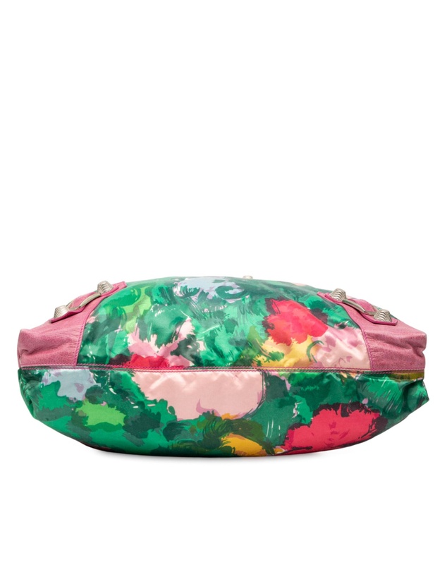 Pre-Loved by Azura Reborn - Pre-Loved Lambskin and Satin Floral Print Motocross Giant 21 Brief Satchel