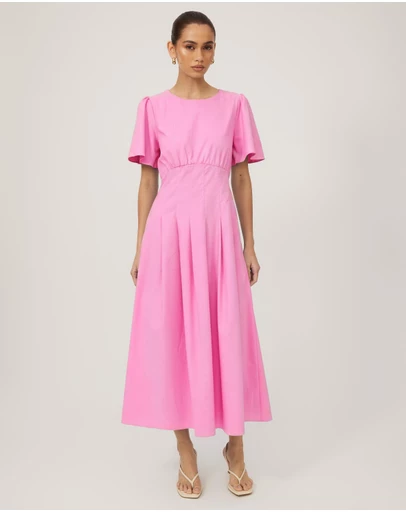 Tussah - Merlyn Flutter Sleeve Pleated Midi Dress