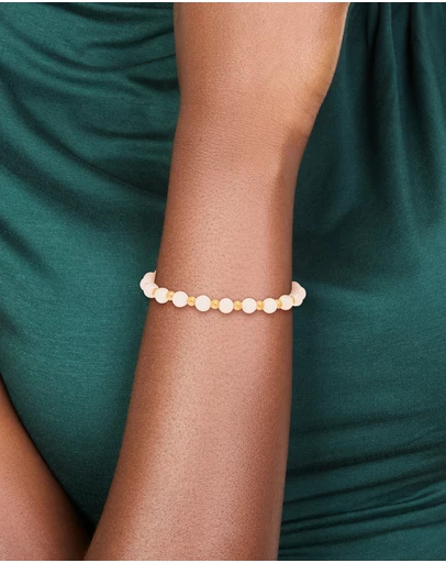 Lovisa - Waterproof Gold Plated Stainless Steel Rose Quartz Beaded Stretch Bracelet