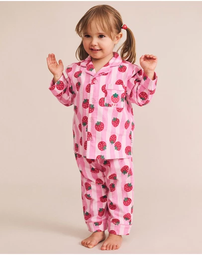 Huxbaby - Strawberry Fields Forever Stripe Flannel PJ - Babies-Kids