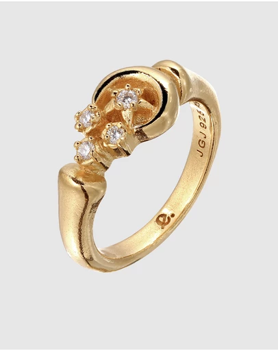Elli Jewelry - Topaz Moon Band Ring in Gold-Plated 925 Silver