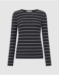 Oroton - Eve Fine Rib LS Stripe Tee