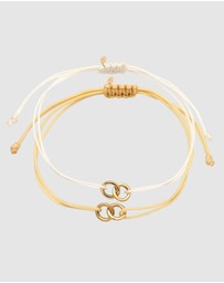 Elli Jewelry - Bracelet Set Women Circle Infinity Khaki and White 925 Sterling Silver Gold Plated