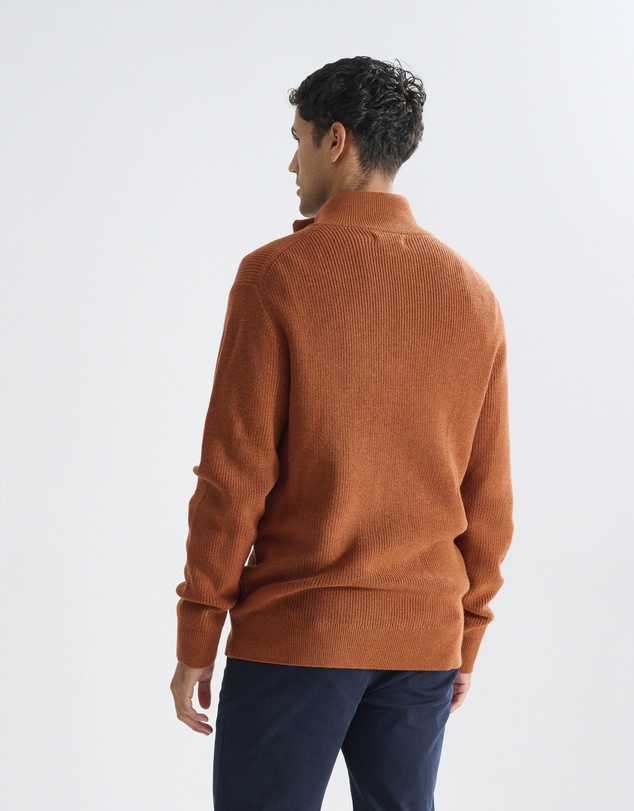 3 Wise Men - 3 Wise Men Frost Zip Neck Wool Blend Knit - Bronze
