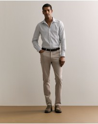 Trenery - Tailored Fit Supima Cotton Micro Check Shirt in White