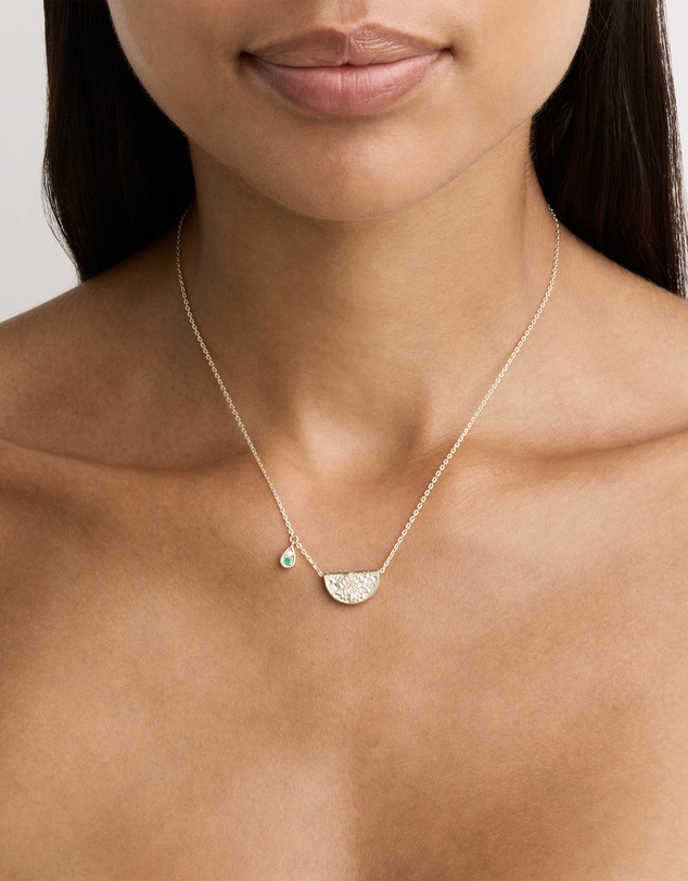 By Charlotte - Silver Lotus Birthstone Necklace - May