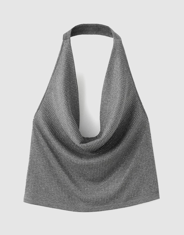 M.N.G - Draped Neck Rhinestone Top