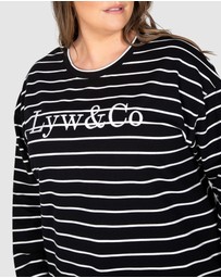 Love Your Wardrobe - LYW & Co Stripe Embroidered Sweat Top