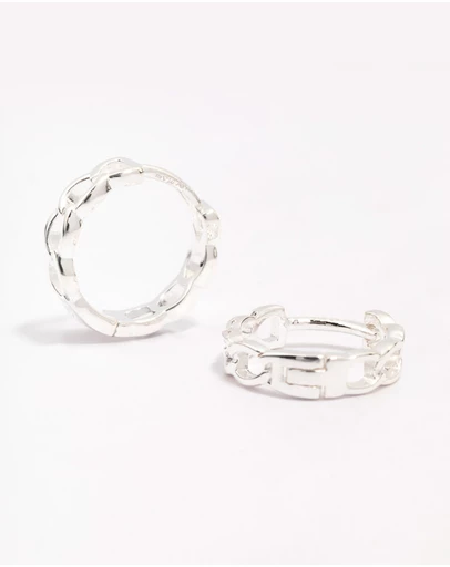 Lovisa - Sterling Silver Textured Huggie Hoop Earrings