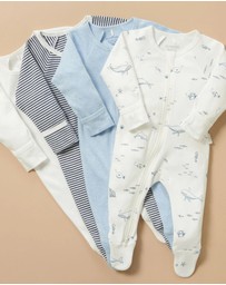 Purebaby - 4 Pack Zip Growsuit-Babies