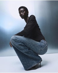 M.N.G - Wide-Leg Jeans With Rhinestones