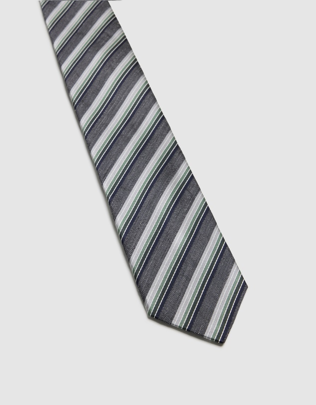 Oxford - Evan Stripe Silk/Linen 7Cm Tie