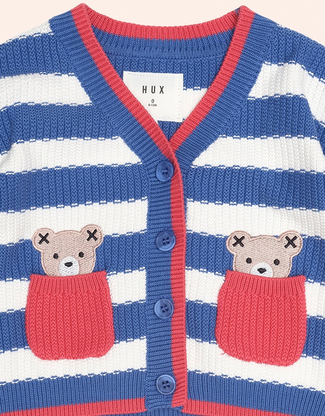 Huxbaby - Nautical Stripe Peekaboo Hux Cardigan - Babies-Teens