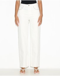 Dazie - Nights Out Studded Mid Rise Straight Leg Jeans