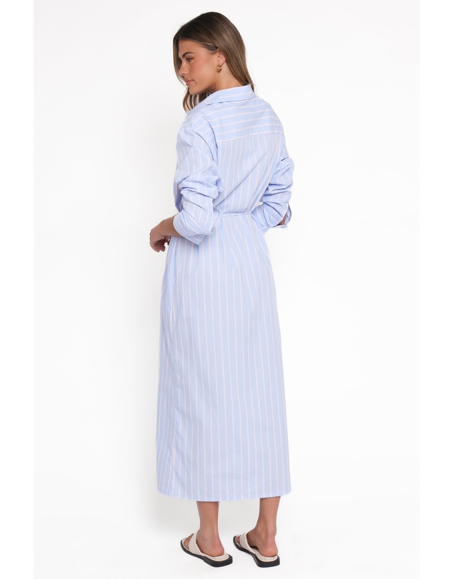 Petal & Pup - Harlan Long Sleeve Midi Dress - Blue Pink Stripe